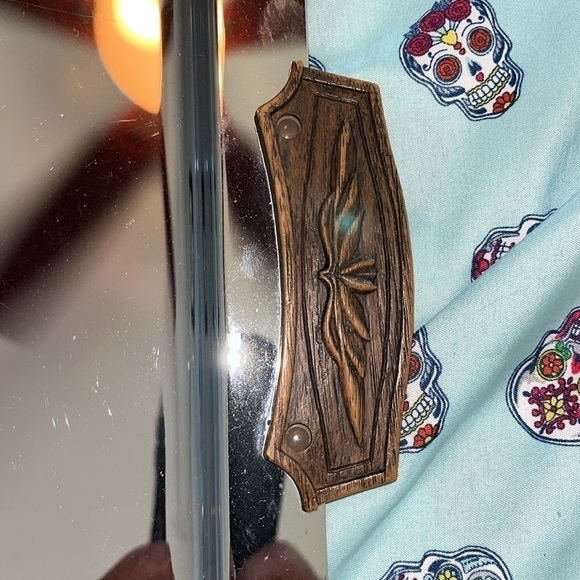 Kromex Rectangular Chrome Serving Tray with Teak Wood Handles . MCM Vintage. USA - Picture 2 of 4